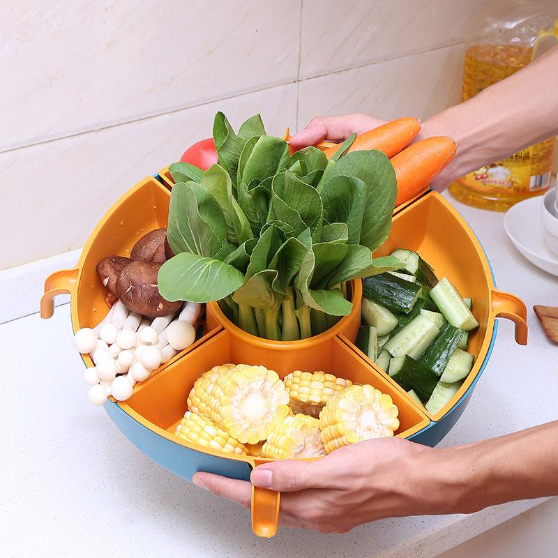 Storage Bottles & Jars Rotatable Household Pot Ingredients And Vegetable Assortment Double-layer Fruit Plate Washing Basin Drain Basket Arti
Storage Bottles & Jars Rotatable Household Pot Ingredients And Vegetable Assortment Double-layer Fruit Plate Washing Basin Drain Basket Arti