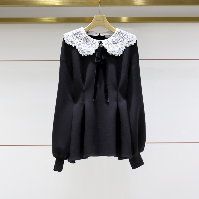 2021 autumn new crochet lace doll collar waist closing Ruffle Top Women's sweater ejwbcj41, Black
2021 autumn new crochet lace doll collar waist closing Ruffle Top Women's sweater ejwbcj41, Black