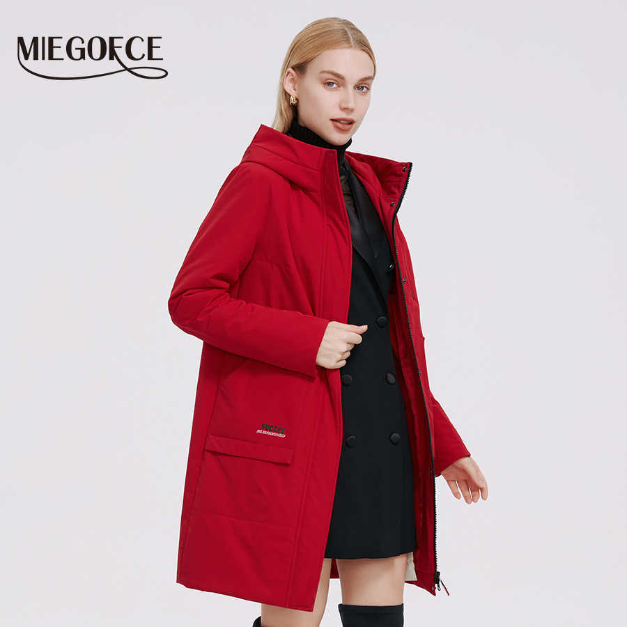 MIEGOFCE Spring Women Jacket Long Quilted Windbreaker High Quality Filling Waterproof Fabric Quilted Female Coat Blazer 210819
