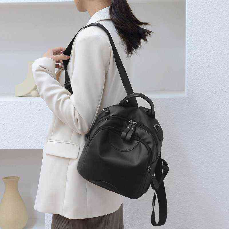 Fashion Small Backpack Women New Oxford Cloth Collocation PU Leather Solid Color Simple Casual Ladies Bagpack Mochila Sac dos Y1105