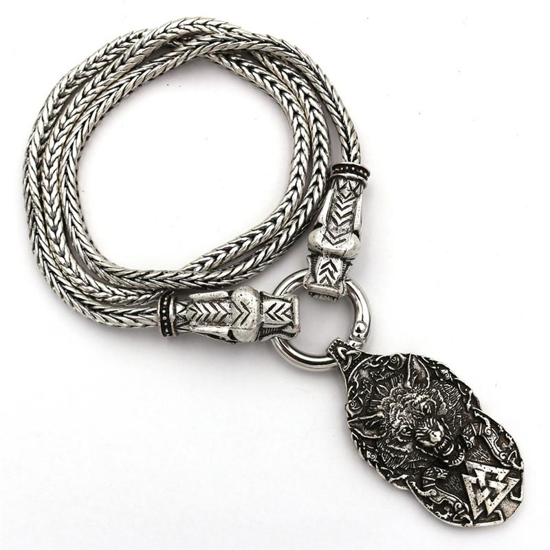 Pendant Necklaces Nordic Viking Valknut Wolf Head Necklace For Men Talisman Gothic Ethnic Jewelry With Dragon Chain
Pendant Necklaces Nordic Viking Valknut Wolf Head Necklace For Men Talisman Gothic Ethnic Jewelry With Dragon Chain