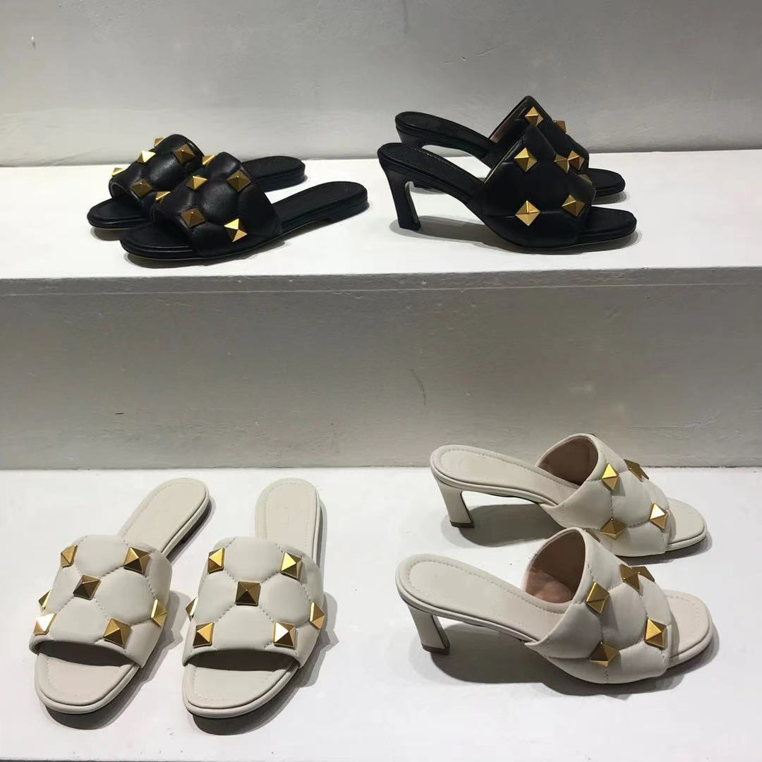 2021 Roman Stud Slide Women Sandal High Heel Quilted Rivet Slides 65mm Flat Slippers Top Quality Ladies Sheepskin Summer Beach Shoes NO269, Color 7
2021 Roman Stud Slide Women Sandal High Heel Quilted Rivet Slides 65mm Flat Slippers Top Quality Ladies Sheepskin Summer Beach Shoes NO269, Color 7