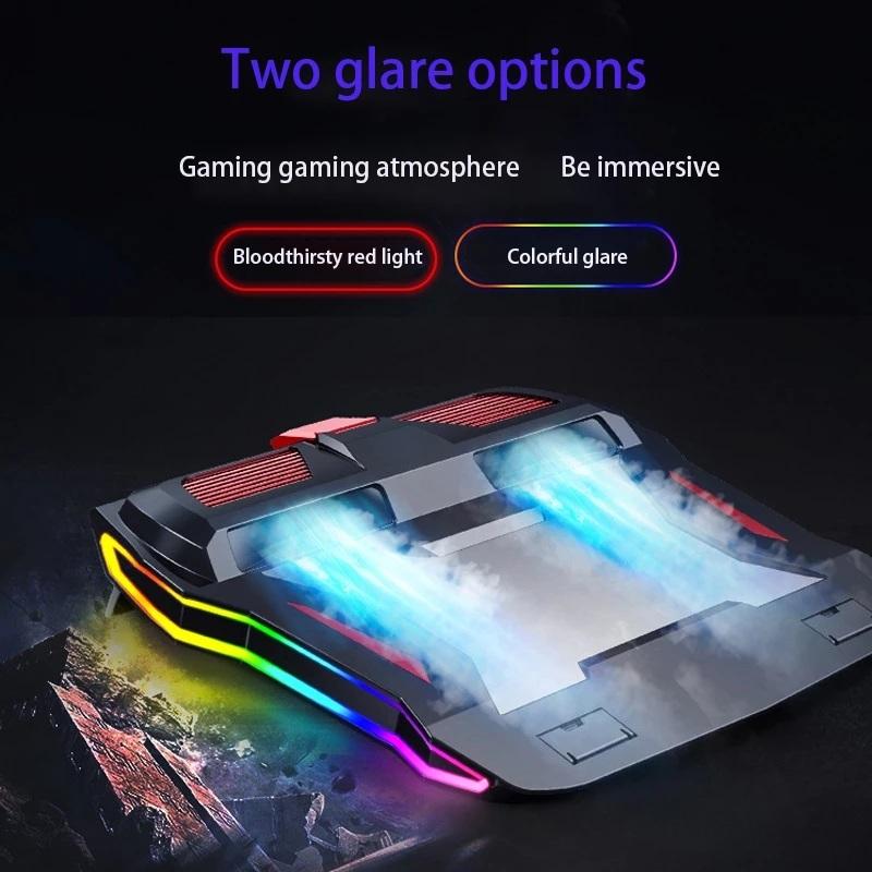Laptop Cooling Pads Base RGB Gaming Cooler Adjustable Notebook Stand 3000 RPM Powerful Air Flow Pad For 12-17 Inch