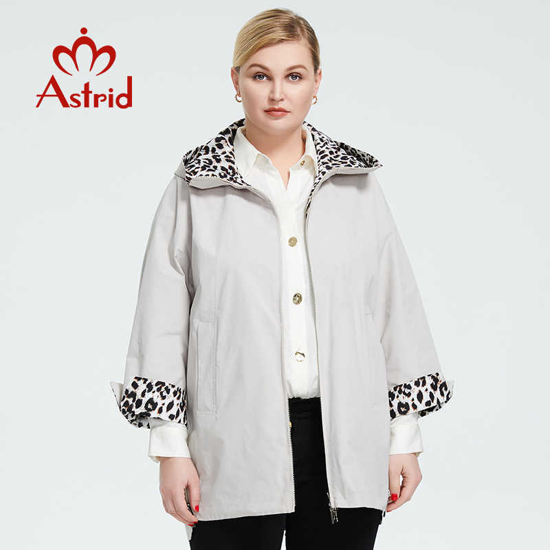 Astrid Spring Autumn Women's Jacket Oversize Double Sided Warm with hood zipper Leopard Coat Women Parkas Outerwear AM-9736 210819