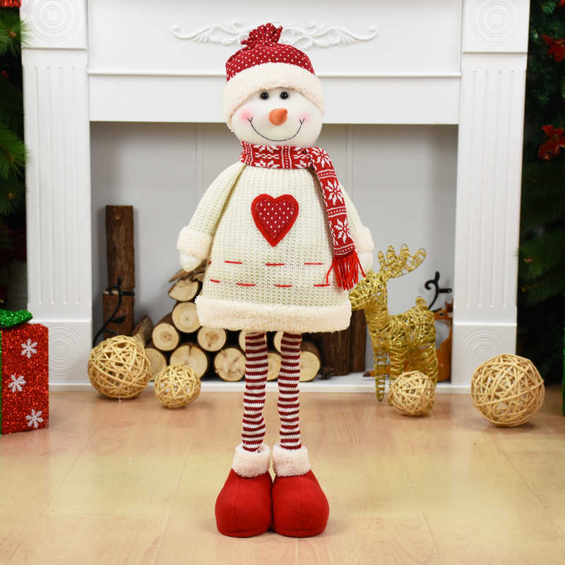 Big Size Dolls Retractable Santa Claus Snowman Elk Toys Figurines Christmas Gift for Kid Red Xmas Tree Ornament 211015