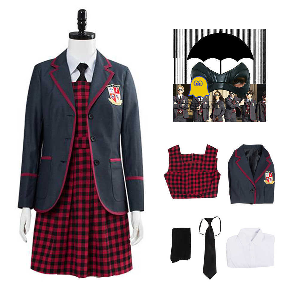6 PCS The Umbrella Academy Girls School Uniform Vanya Allison Cosplay Costume Halloween Carnival Party Suits for Women Skirt Set Y0913