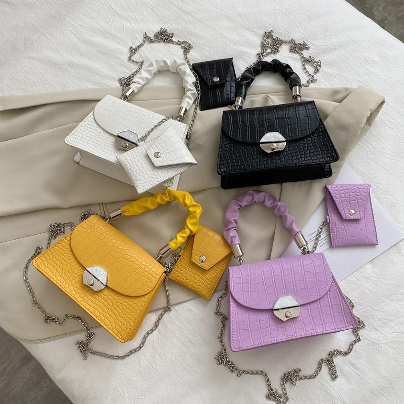 Fashion Women Pleated Handle Shoulder Bags Alligator PU Leather Totes Small Lady Chain Crossbody Handbags with Clutches Pouch, Black
Fashion Women Pleated Handle Shoulder Bags Alligator PU Leather Totes Small Lady Chain Crossbody Handbags with Clutches Pouch, Black
