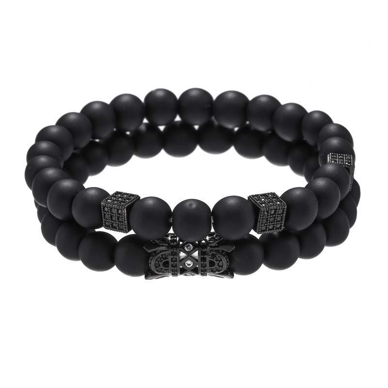 Natural Stone Beaded Mens Bracelet 2pcs/set Pulseras Masculina Jewelry Women Fashion Charm Bracelets