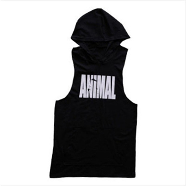 New Men Bodybuilding Cotton Tank top Gyms Fitness Hooded Vest Sleeveless Hoodie Casual Fashion mens Workout Clothing