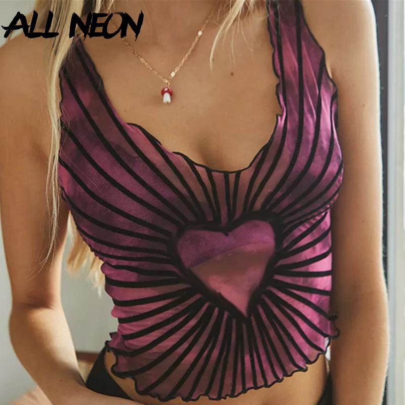 Women' Tanks & Camis ALLNeon Pastel Goth Striped Tie Dye Lettuce Trim E-girl Aesthetics Heart Print U-neck Sleeveless Y2K Crop Top Purple V
Women' Tanks & Camis ALLNeon Pastel Goth Striped Tie Dye Lettuce Trim E-girl Aesthetics Heart Print U-neck Sleeveless Y2K Crop Top Purple V