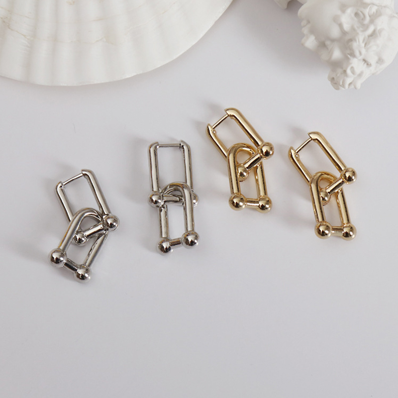 Trendy Stud Earrings Prevent Allergy 925 Sterling Silver for Women Creative U-Shape Fine Jewelry Elegant Party Accessories