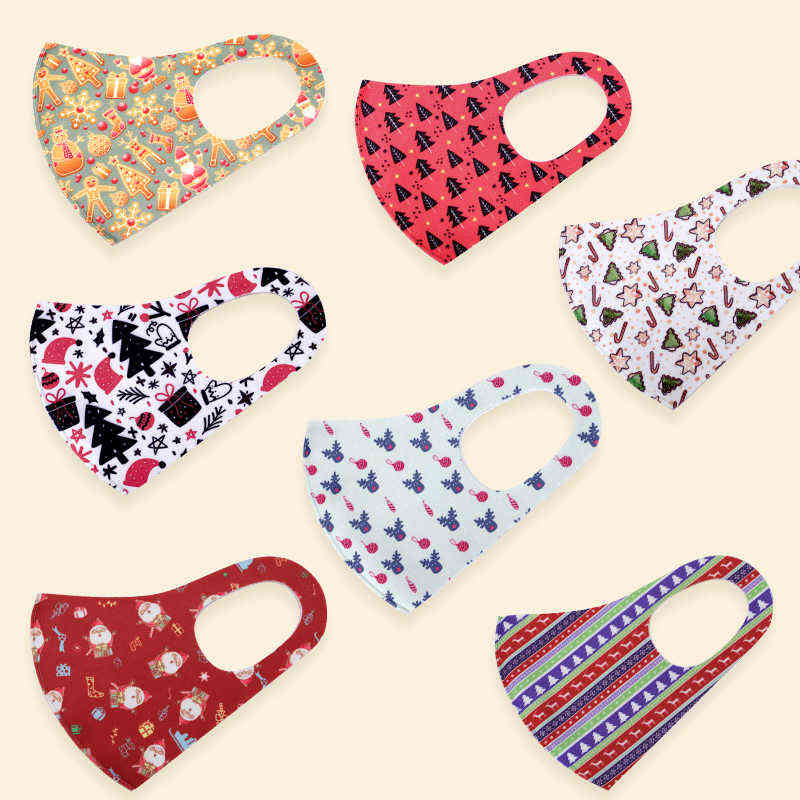 Christmas Printed Adult Mask Anti-dust Washable Breathable Masks Knitted Face-mask