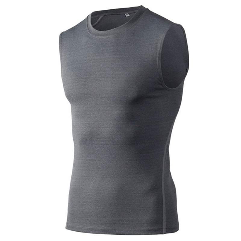Men Sports GYM Compression Sleeveless Vest Tank Top Base Layer Elastic Quick-drying Singlet Shirt SER88 210308