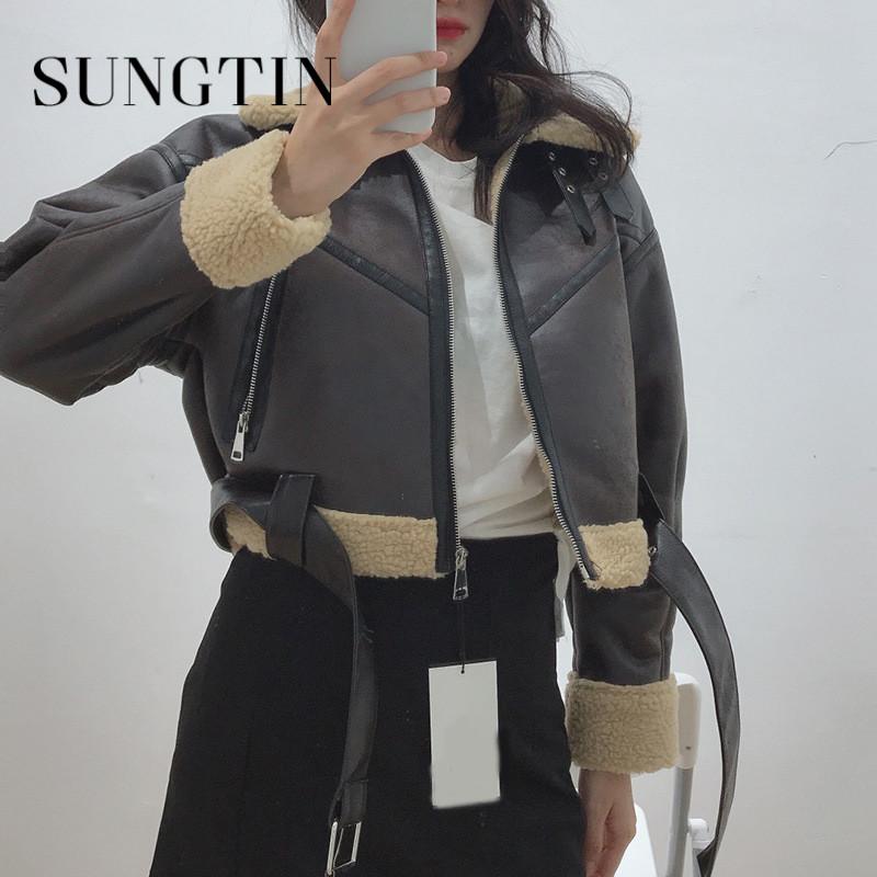 Women's Leather & Faux Sungtin Winter Fashion Thicken Lamb Wool Jackets Coats Belt Vintage Motorcycle High Street Casual Clothings, Black
Women's Leather & Faux Sungtin Winter Fashion Thicken Lamb Wool Jackets Coats Belt Vintage Motorcycle High Street Casual Clothings, Black