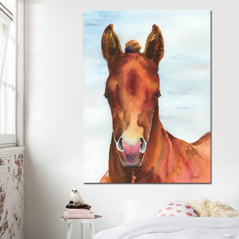 Canvas Painting Poster Print Red Horse Face Pictures Wall Art Canvas Painting Animal Picture Living Room Decorative