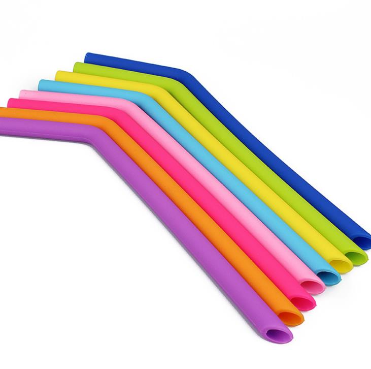 Colorful Food Grade Flexible Silicone Straws Straight Bent Curved Straw Drinking Reusable Bar Tools Beverage GGA5101 Free shipping