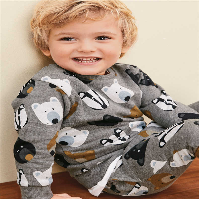 Jumping Meters Animals Print Boys Girls Clothing Sets Fashion Children Clothes Cotton Top + Bottom Kids Outfits 210529