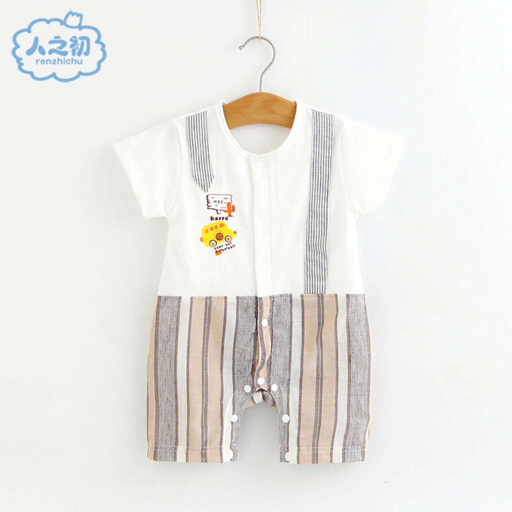 born baby clothes summer thin short sleeve one-piece pajamas, White 
born baby clothes summer thin short sleeve one-piece pajamas, White