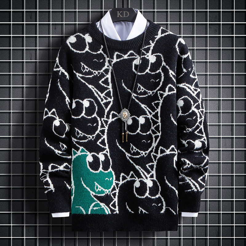 2021 New Harajuku Knitted Sweaters Men Hip Hop Loose Pullover Dinosaur Printed Sweater Funny Streetwear Male Winter 48u5, Black
2021 New Harajuku Knitted Sweaters Men Hip Hop Loose Pullover Dinosaur Printed Sweater Funny Streetwear Male Winter 48u5, Black