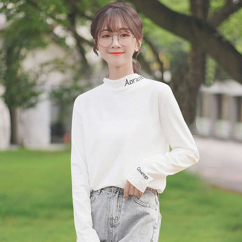 2021 New Style Preppy Letter Embroidered t Female Shirt Spring Korean Fashion High Collar Long Sleeve Schoolgirl T-shirt S5ne, White
2021 New Style Preppy Letter Embroidered t Female Shirt Spring Korean Fashion High Collar Long Sleeve Schoolgirl T-shirt S5ne, White