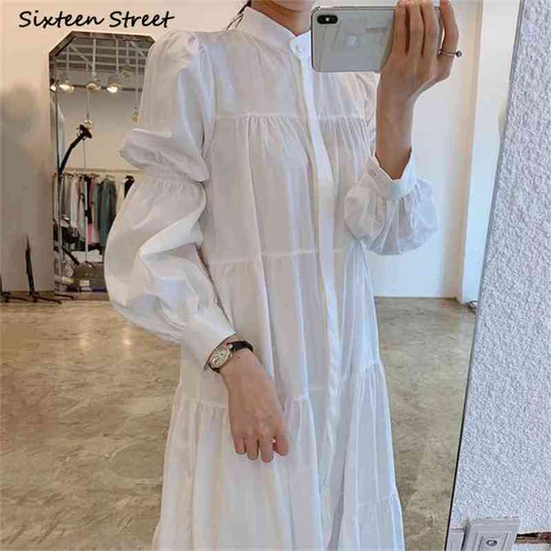 White Solid Maxi Dresses Woman Single-breasted Patchwork Loose Vestido Vintage Elegant O-neck Spring Female 210603, Clear
White Solid Maxi Dresses Woman Single-breasted Patchwork Loose Vestido Vintage Elegant O-neck Spring Female 210603, Clear