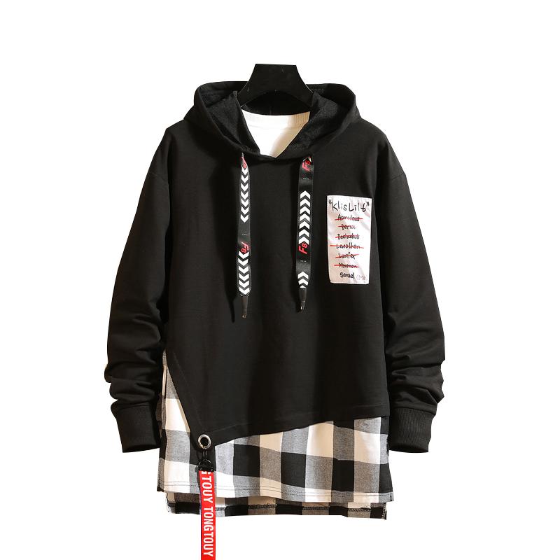 Men's Hoodies & Sweatshirts Mens Hip Hop Streetwear Men Print Letter Ribbon Sweatshirt Male Pullover Hoddies Black White Korean Sweetshirts