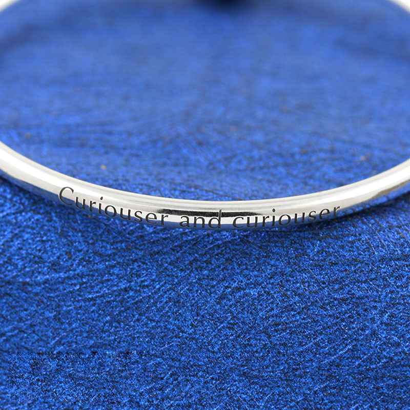 925 Sterling Silver Bangle Bracelet with Smiling Cat Clasp Fits European Jewelry Charm Bracelets