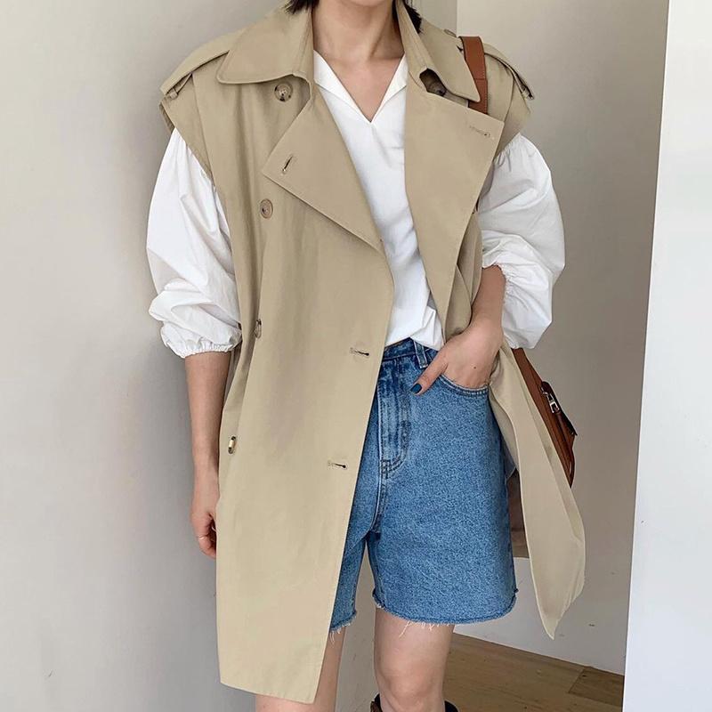 Women' Vests Korean Chic Vest Coat British Style Lapel Double Breasted Loose Color Medium Long Sleeveless Windbreaker Jacket Women, Khaki
Women' Vests Korean Chic Vest Coat British Style Lapel Double Breasted Loose Color Medium Long Sleeveless Windbreaker Jacket Women, Khaki