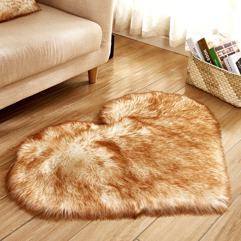 Plush Heart Shaped Mat 40*50cm 50*60cm Living Room Office Imitation Wool Carpet Bedroom Soft Home Non Slip Rugs H260226