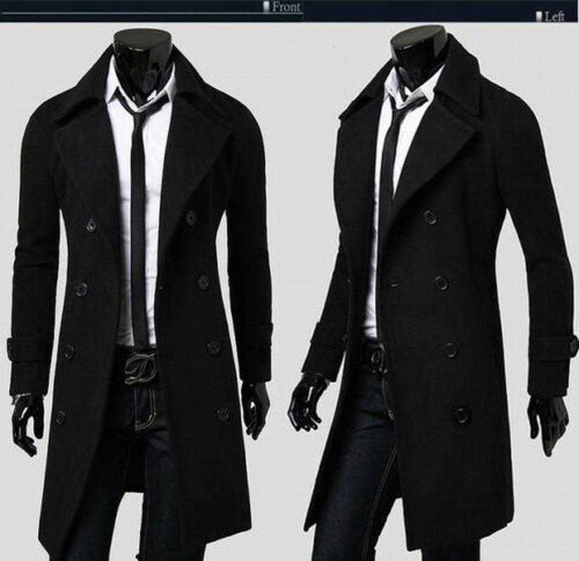 Men Winter Warm Trench Coat Double Breasted Long Jacket Top Dress Shirt Overcoat 210819