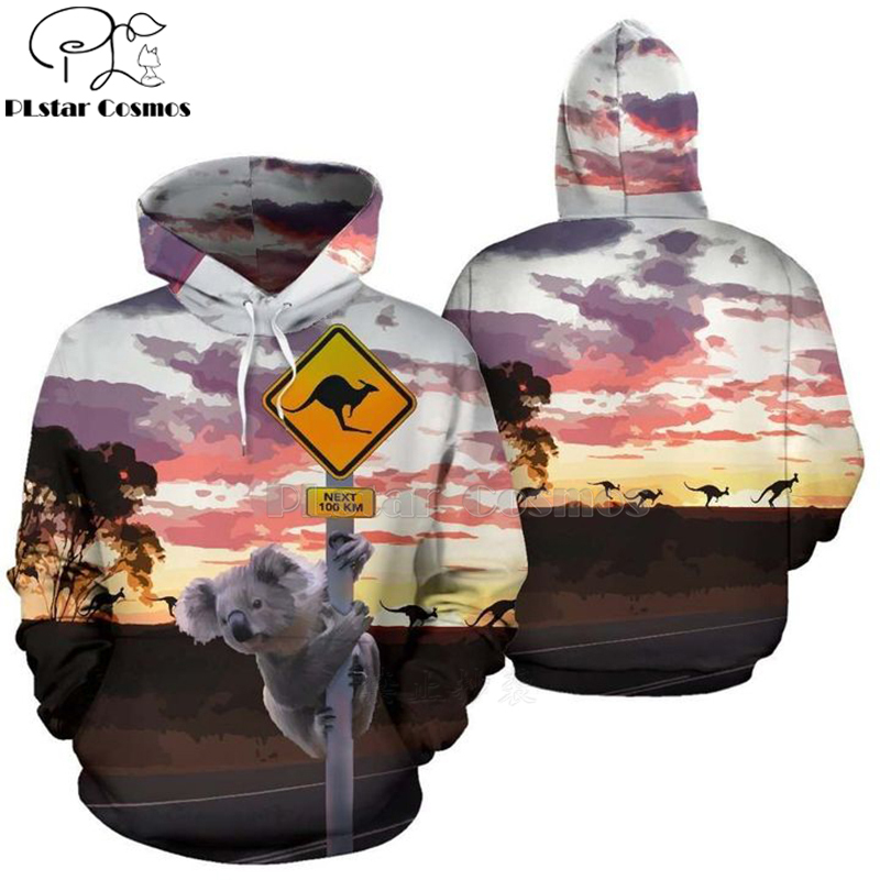 Men Women AUSTRALIA flag print 3D Hoodies Funny country Sweatshirt Fashion Hooded Long Sleeve unisex Koala kangaroo Pullover-4 201020
