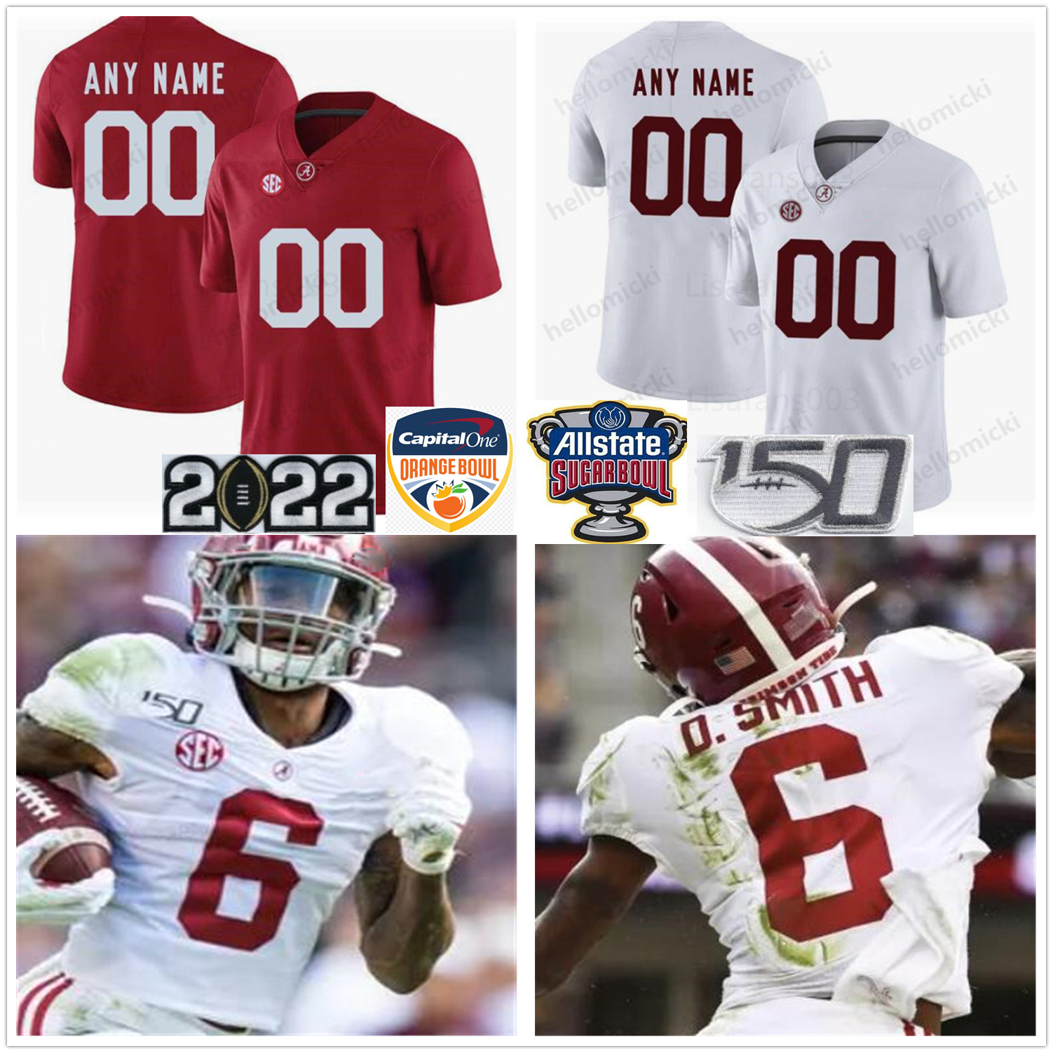 Cotton Bowl Alabama Football Jersey Bryce Young Sanders Brian Robinson Jr. Will Anderson McKinstry N. Harris Smith Waddle M. Jones Metchie III Latu Earle To'oTo'o Battle, White with orange bowl patch
Cotton Bowl Alabama Football Jersey Bryce Young Sanders Brian Robinson Jr. Will Anderson McKinstry N. Harris Smith Waddle M. Jones Metchie III Latu Earle To'oTo'o Battle, White with orange bowl patch