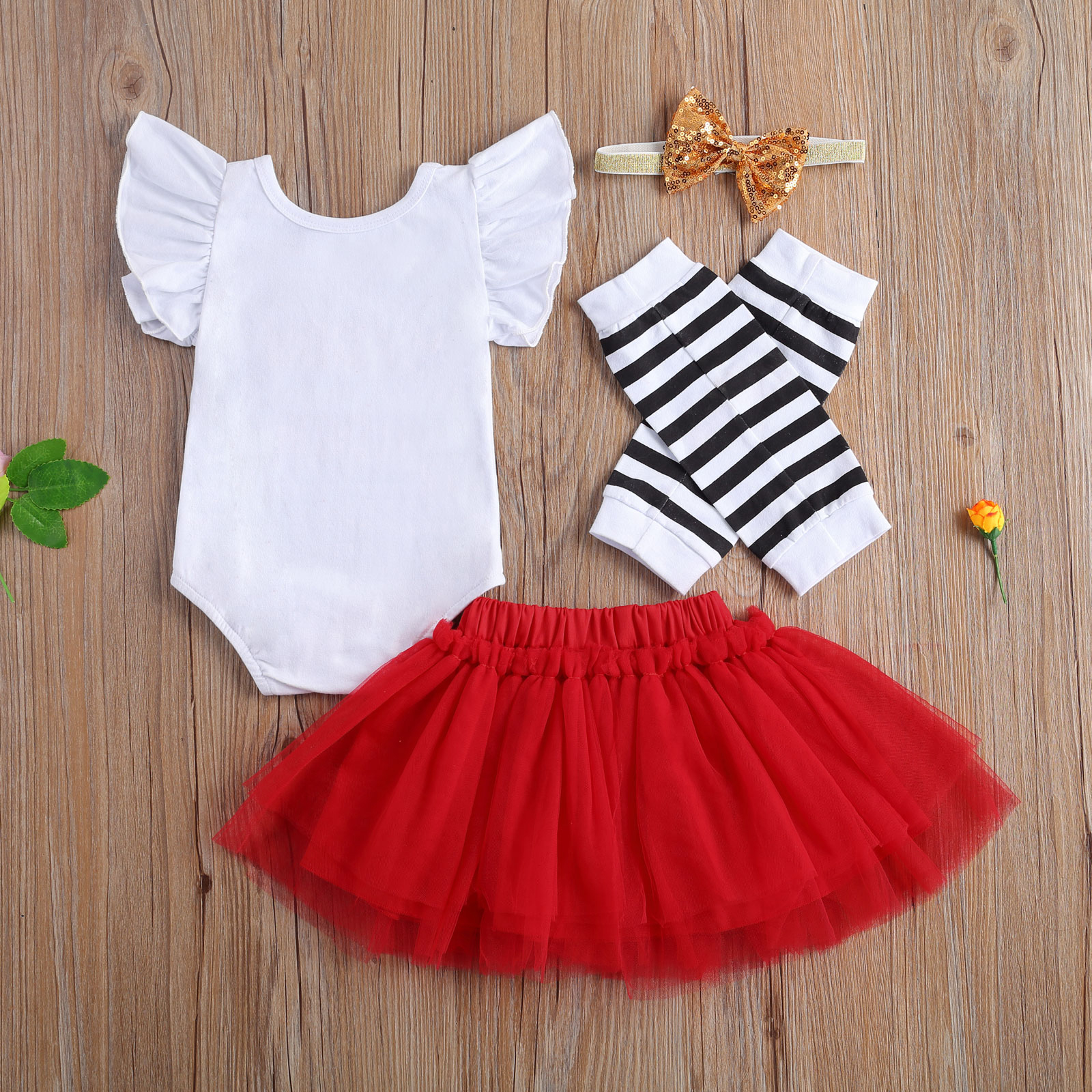 Baby Girls Clothing Set Letter Print Round Neck Romper Skirt Headwear Leg Sleeves Four-piece Suit for Birthday Party, Default color
Baby Girls Clothing Set Letter Print Round Neck Romper Skirt Headwear Leg Sleeves Four-piece Suit for Birthday Party, Default color