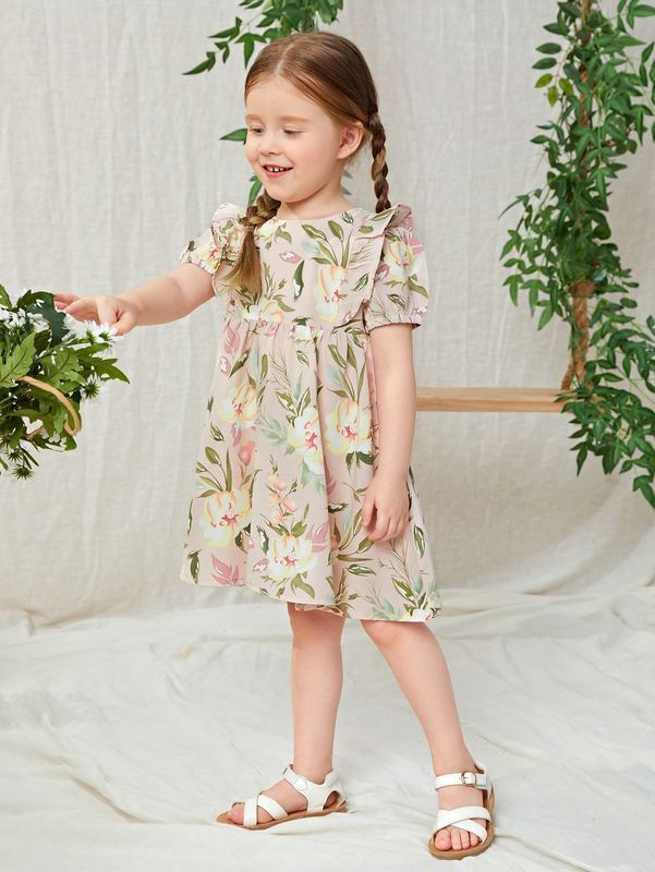 Toddler Girls Floral Print A-line Dress SHE