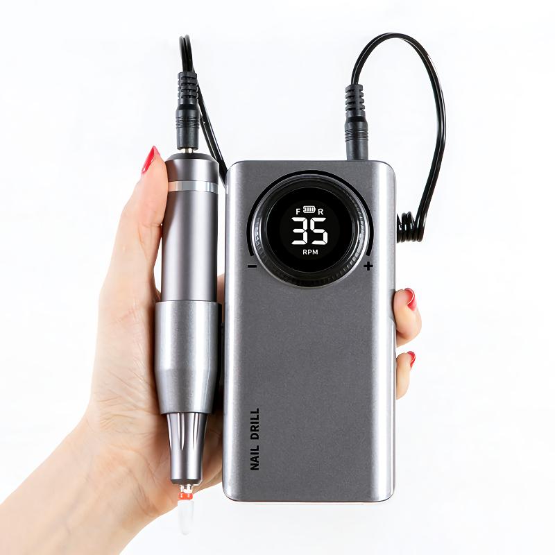Nail Drill & Accessories Rechargeable Portable Strong Machine 35000rpm LCD Electric Cordless Pen Manicure Bit Set For Nails