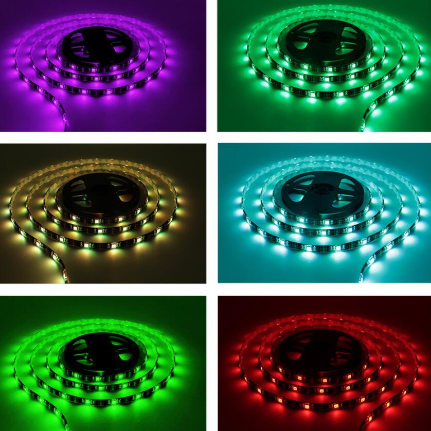 LED Smart Light Strip Set with 5050 RGB Waterproof Colorful USB 24 Keys IR Remote Control TV Background Desk Decor Screen Atmosphere Light 1M 2M 3M