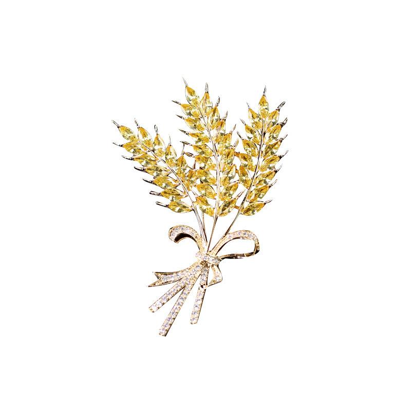 Women's Wheat Ear Brooch Teacher's Day Gift Corsage Coat Fall Winter Accessories Golden Barley Pin