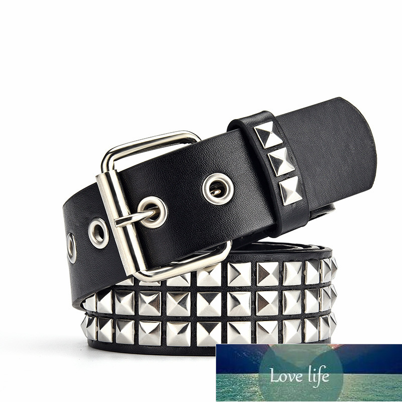 Fashion Square Beads Rivet Belt for Women Men Punk Rock With Pin Buckle Studded Belt for Dress Jeans Ceinture Femme Dropshipping Factory price expert 