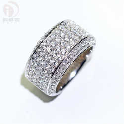 925 Sterling Silver Plated 18k White Gold Mens Ring 3 Karat Simulation Diamond Luxury Atmosphere Personality