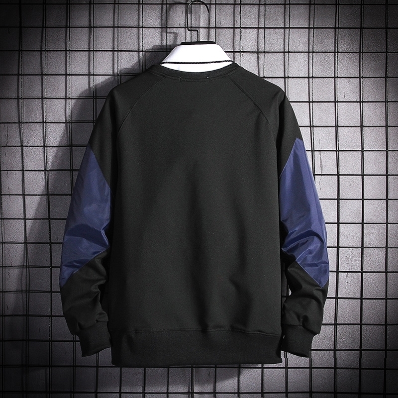 Fashion Men Patchwork Hoodies Sweatshirts Spring Autumn Sweatshirts Men O-Neck Casual Hoodie Black Yellow Sweatshirt 201128