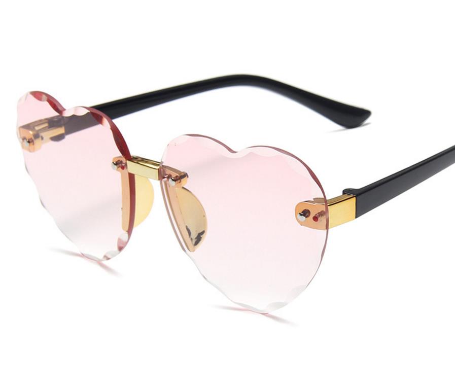 Heart Shaped Rimless Sunglasses Girls Kids Frameless Glasses Tinted Lolita Eyewear Gradient Colors of Lense UV Protect H260130