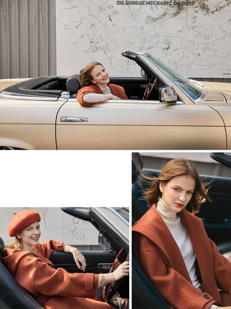 Amie French sheep hair double-sided coat winter with belted hooded all-wool Double Woolen Coat 11940580 210527