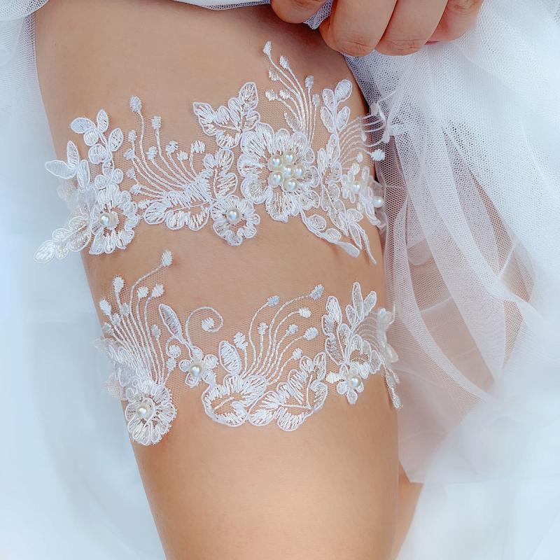Two-piece Garter Women's Elegant Lace Mesh Wedding Garter Fashionable Thigh Loop Stretch Clothing All-match Piece