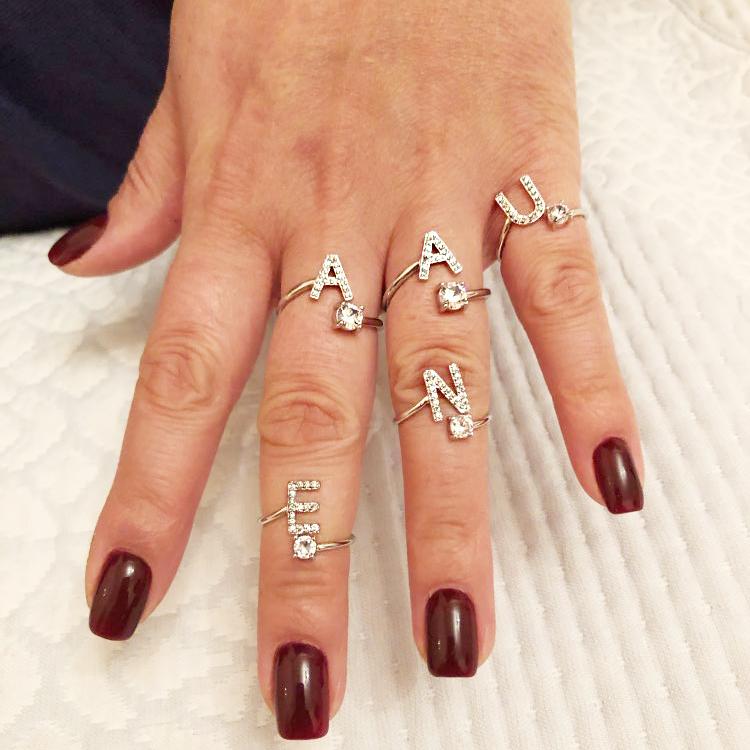 Cluster Rings 26 Letter Open Finger Ring For Women Lady Cubic Zirconia White Gold Color Initials A To Z Party Gift Fashion Jewelry KCR208, Golden;silver
Cluster Rings 26 Letter Open Finger Ring For Women Lady Cubic Zirconia White Gold Color Initials A To Z Party Gift Fashion Jewelry KCR208, Golden;silver