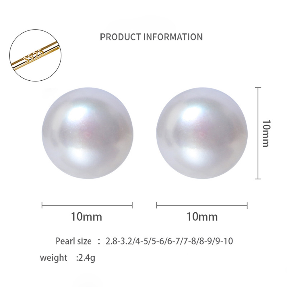 S925 Sterling Silver Pearl Stud Earring Prevent Allergy Earrings for Women Gril Gift Freshwater Natural Pearls