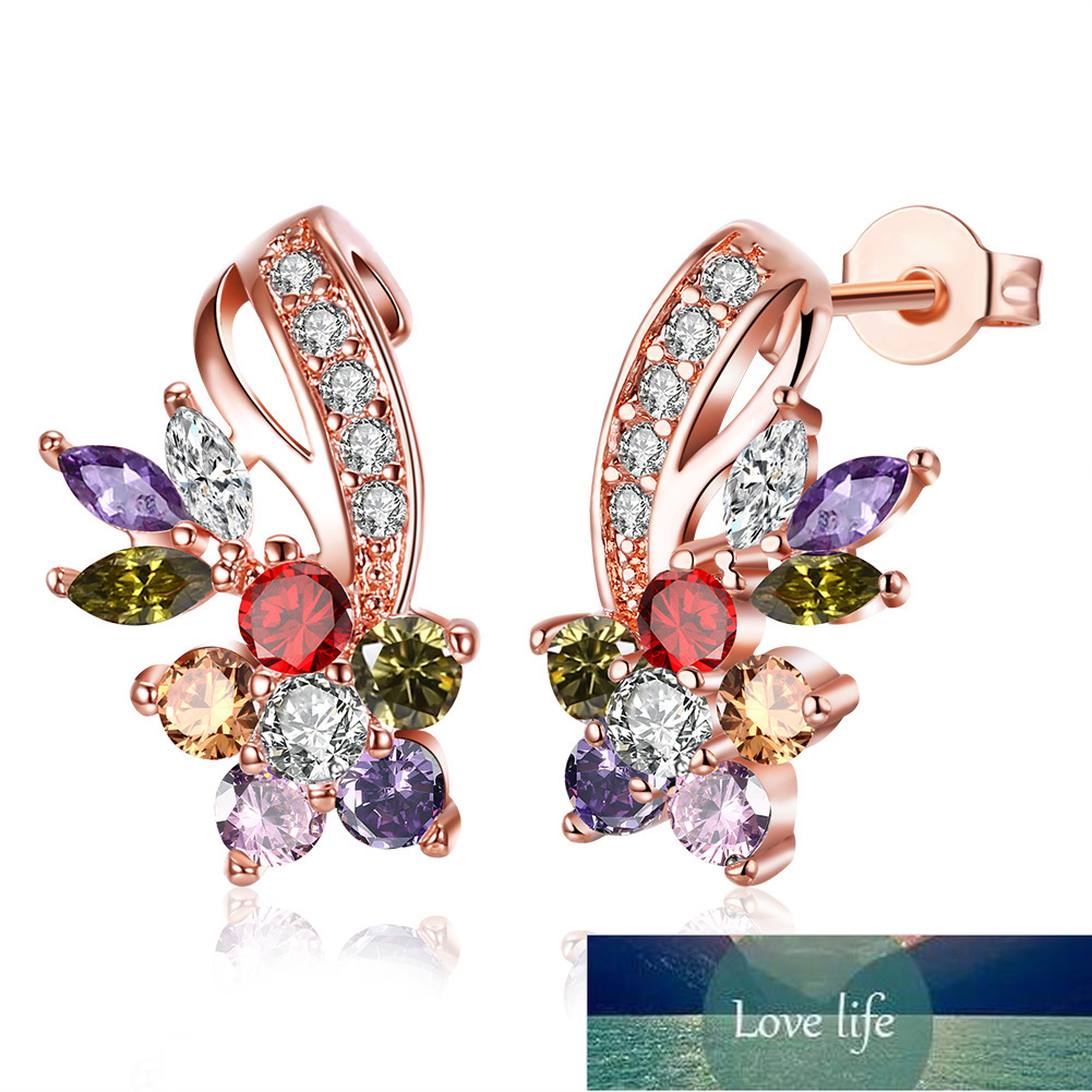 Fashion Colorful Zircon Earrings Geometric Flower Stud Earrings For Women Earing Jewelry Rose Gold Color Earring Crystal Earings Factory price expert design
Fashion Colorful Zircon Earrings Geometric Flower Stud Earrings For Women Earing Jewelry Rose Gold Color Earring Crystal Earings Factory price expert design