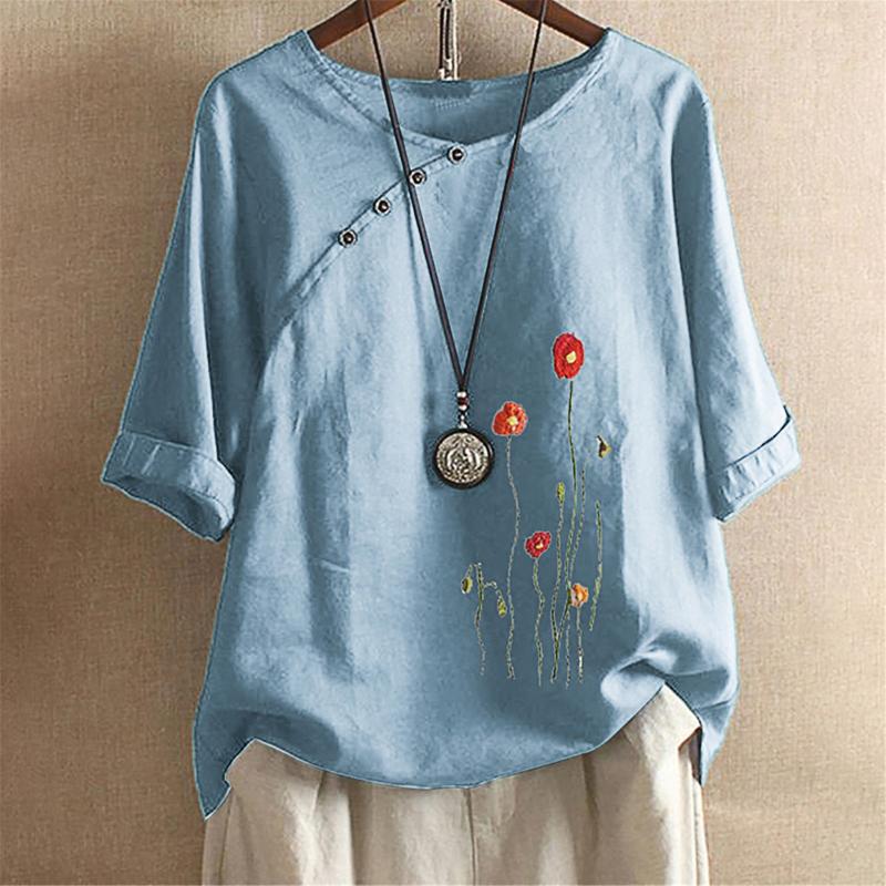 Women's Blouses & Shirts Women Plus Size Blouse Cotton And Linen Flower Embroidered Top Button Short Sleeve Vintage Summer Womens Clothing #, White
Women's Blouses & Shirts Women Plus Size Blouse Cotton And Linen Flower Embroidered Top Button Short Sleeve Vintage Summer Womens Clothing #, White