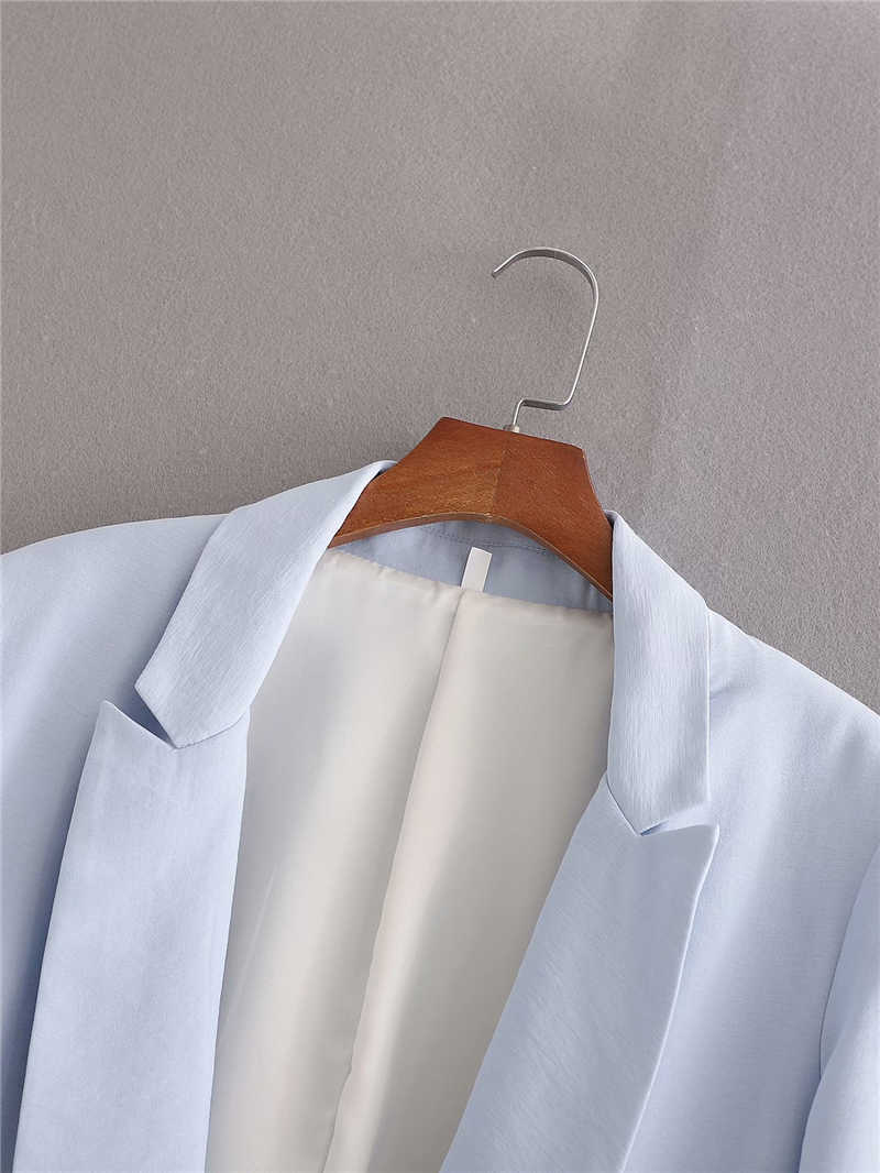 elegant women sky blue blazer jackets fashion ladies full sleeve suits casual female pocket chic girls 210527