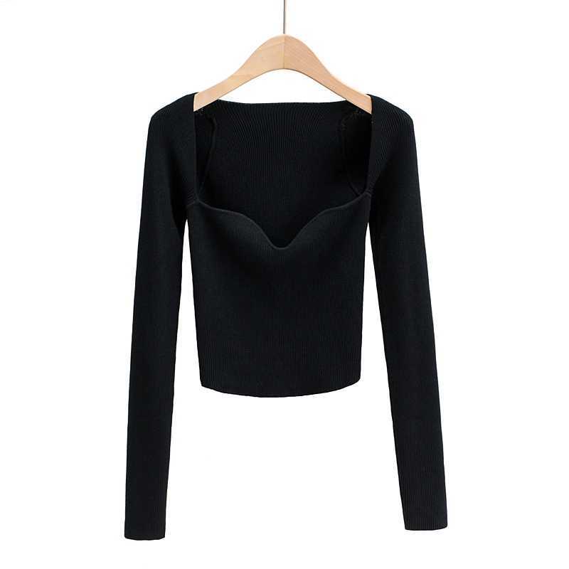autumn women solid thin sweater long sleeve elegant office lady knitted jumper tops 4P2 210918