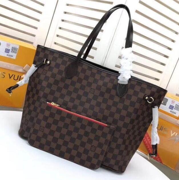 High Quality Women Real Leather Handbags + Wallet Shoulder Bags LV LOUIS VITTON, Red;black